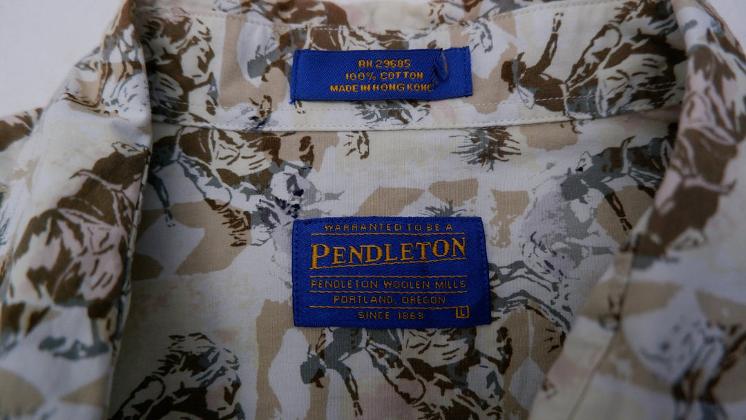 Vintage Mens Pendleton Pattern Shirt Cotton Long Sleeve