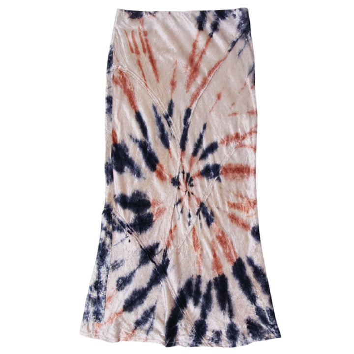 Y2K Ladies Free People Serious Swagger Tie-Dye Velvet Skirt