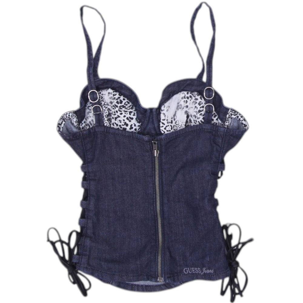 Y2K Ladies Guess Jeans Lace Corset Denim Top Size S | Migration_Y2K Tops - Side View | Fashion Rerun