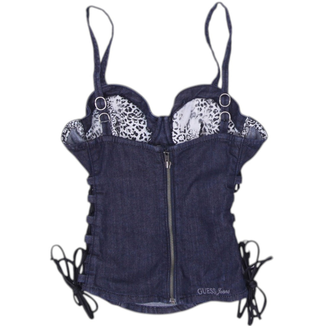 Y2K Ladies Guess Jeans Lace Corset Denim Top Size S | Migration_Y2K Tops - Side View | Fashion Rerun