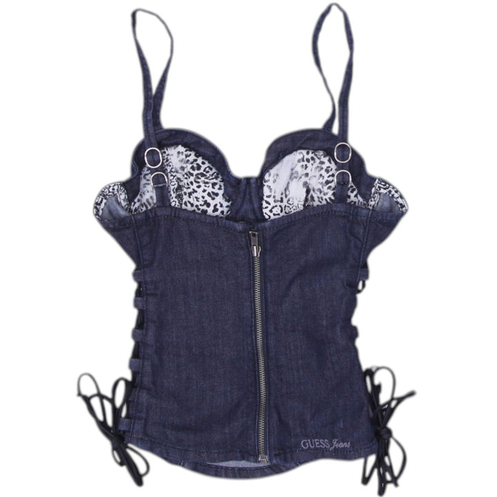 Y2K Ladies Guess Jeans Lace Corset Denim Top Size S | Migration_Y2K Tops - Side View | Fashion Rerun