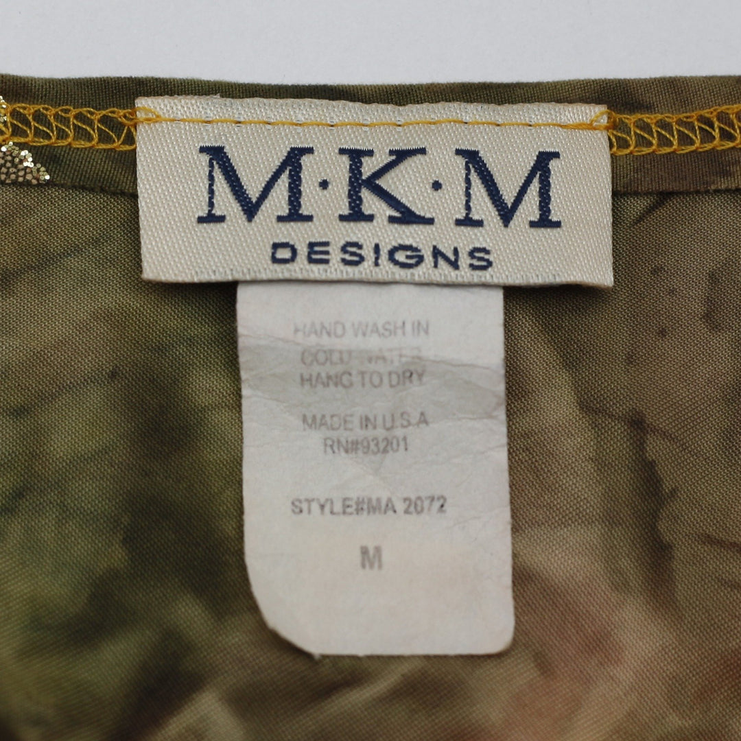 Y2K Ladies MKM Designs Abstract Mesh Layered Tank Top Earth Tones & Gold Shimmer