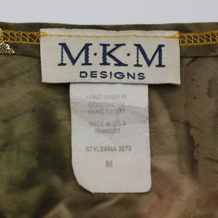 Y2K Ladies MKM Designs Abstract Mesh Layered Tank Top Earth Tones & Gold Shimmer