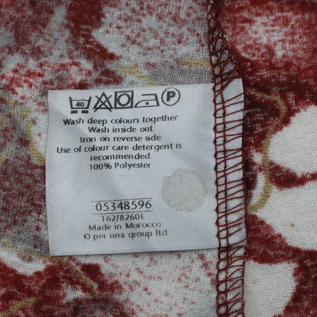 Y2K Ladies Per Una Floral V-Neck Top Size 10 Pink Red Metallic Mesh Blouse