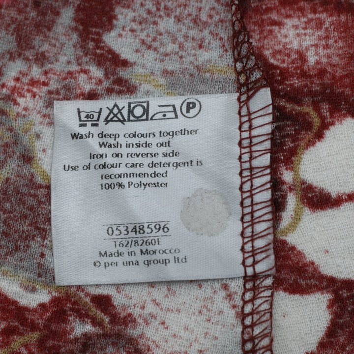 Y2K Ladies Per Una Floral V-Neck Top Size 10 Pink Red Metallic Mesh Blouse