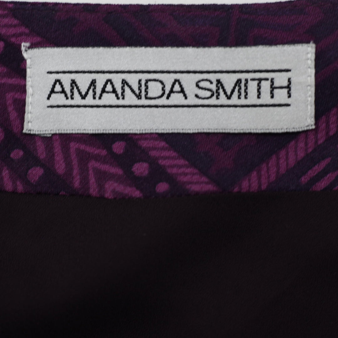 Y2K Ladies Amanda Smith Purple Geometric Pattern Rayon Mini Skirt Size 6