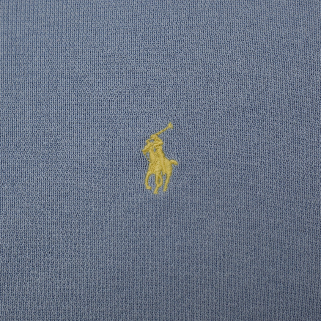 Vintage Mens Polo Ralph Lauren Sky Blue V-Neck Cotton Sweater Size L | Migration_Knitwear & Sweaters - Detail | Fashion Rerun
