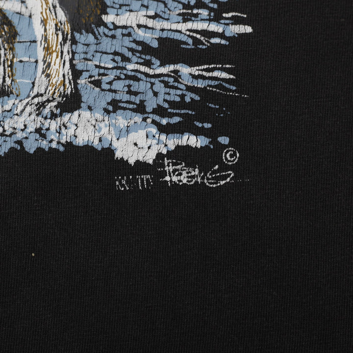 Vintage 90s Oneita Power-T Wolf Graphic T-Shirt Made in USA Size XL