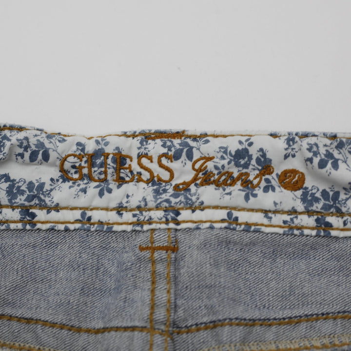 Ladies Guess Denim Shorts Washed Blue Distressed Style
