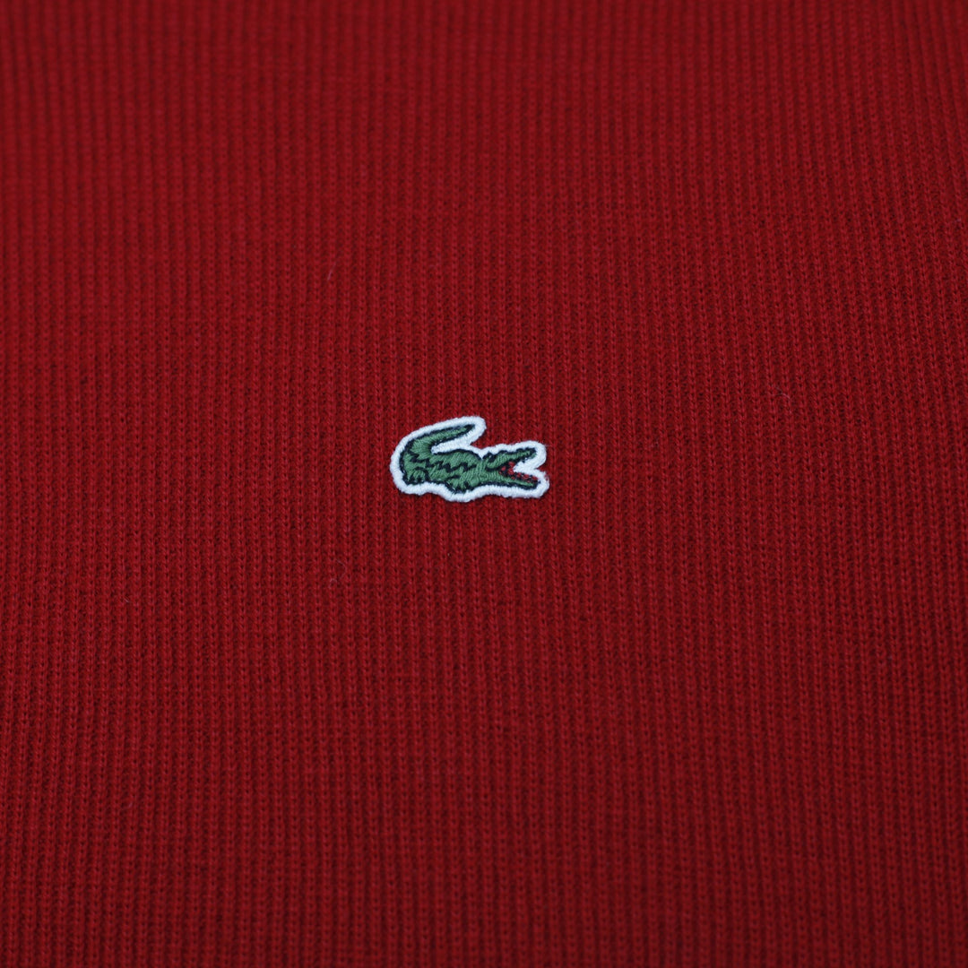 Mens Lacoste Crewneck Knit Sweater Red Embroidered Crocodile Logo