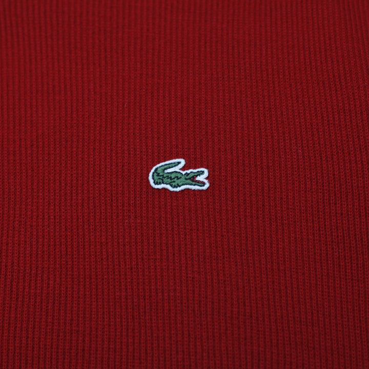 Mens Lacoste Crewneck Knit Sweater Red Embroidered Crocodile Logo