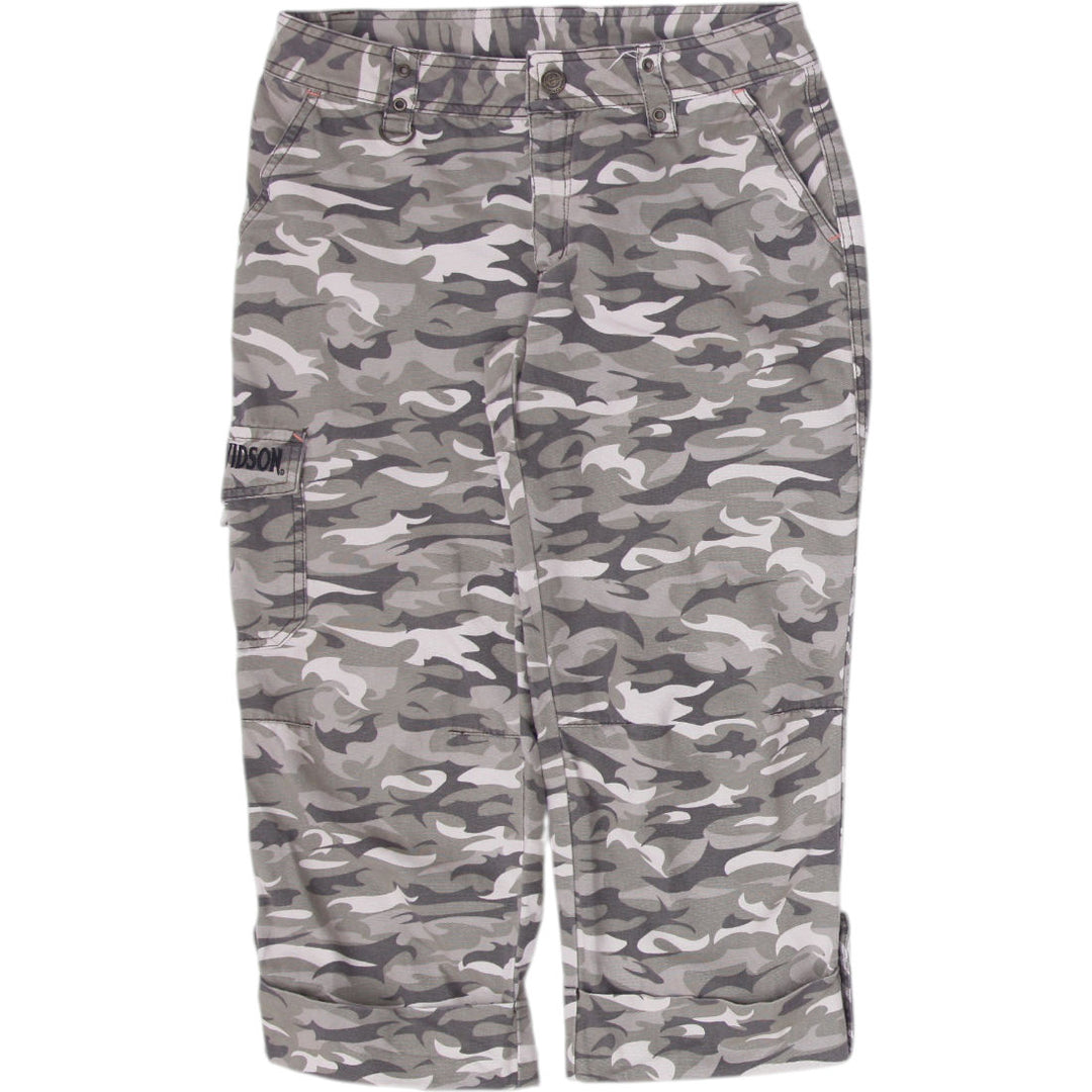 Ladies Harley Davidson Camouflage Cotton Workwear Utility Cargo Pants Size 6