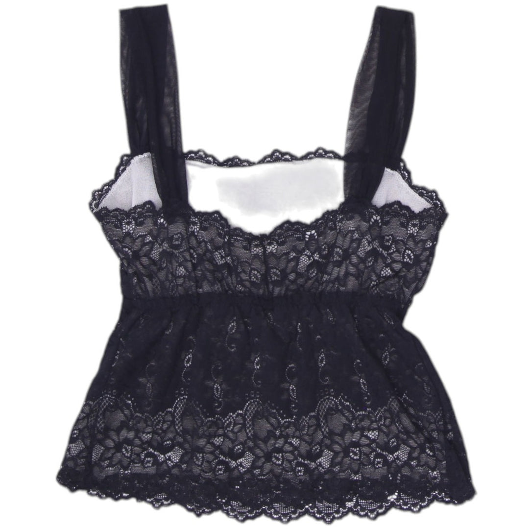 Y2K Ladies Arianne Lace Black Sleeveless Top Size M