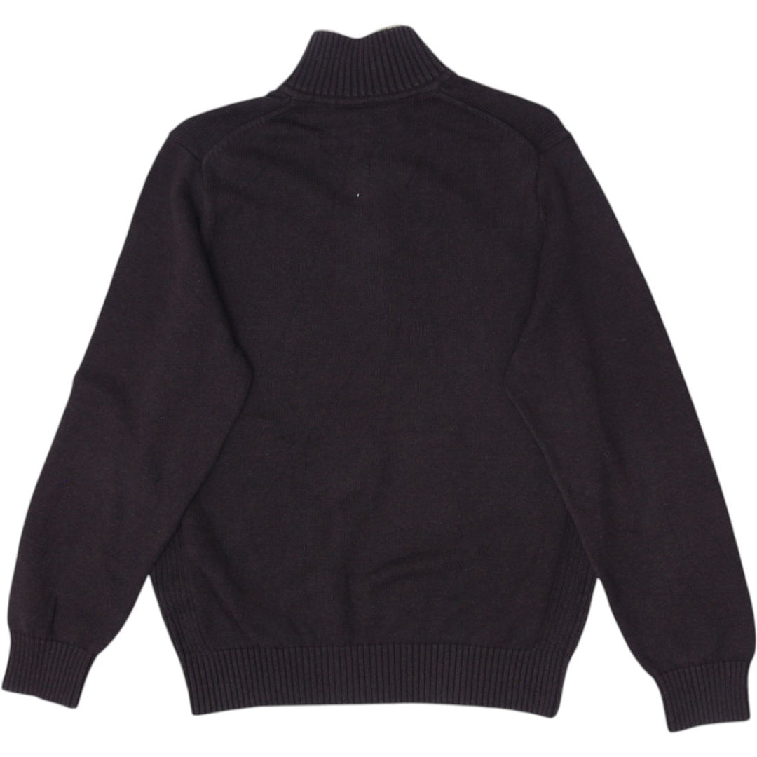 Mens Tommy Hilfiger Sweater Dark Brown 1/4 Zip Logo Knitwear