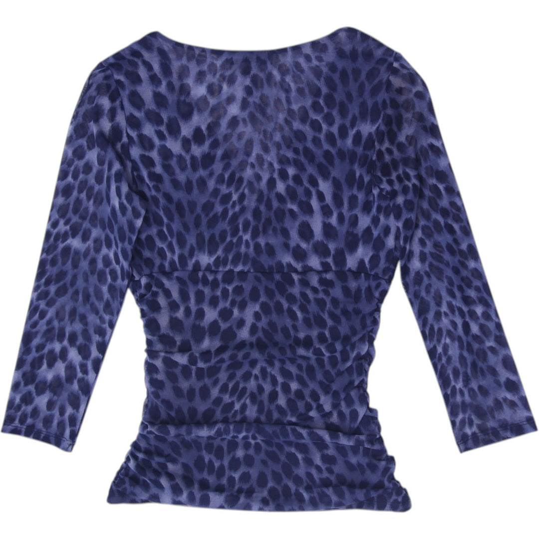 Y2K Ladies INC Blouse Faux-Wrap 3/4 Sleeve Mesh Top