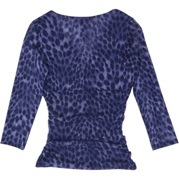 Y2K Ladies INC Blouse Faux-Wrap 3/4 Sleeve Mesh Top