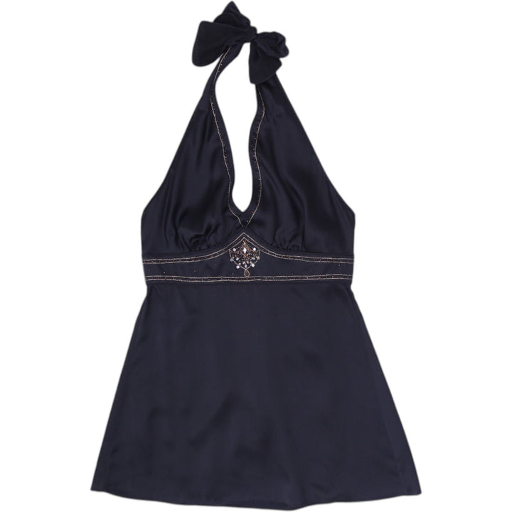 Y2K Ladies The Limited Halter Top Black Beaded Detail