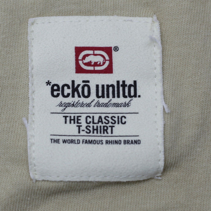 Y2K Mens Eckō Unltd. Rhino Graphic T-Shirt - Tan / Beige Size Medium