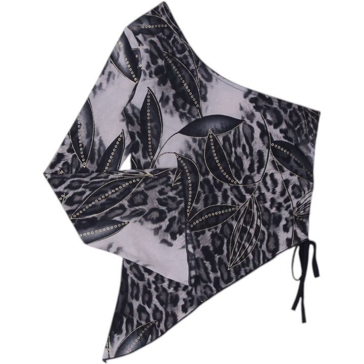 Y2K Ladies Asymmetric Leopard Leaf One Shoulder Top | Migration_Y2K Tops - Back View | Fashion Rerun