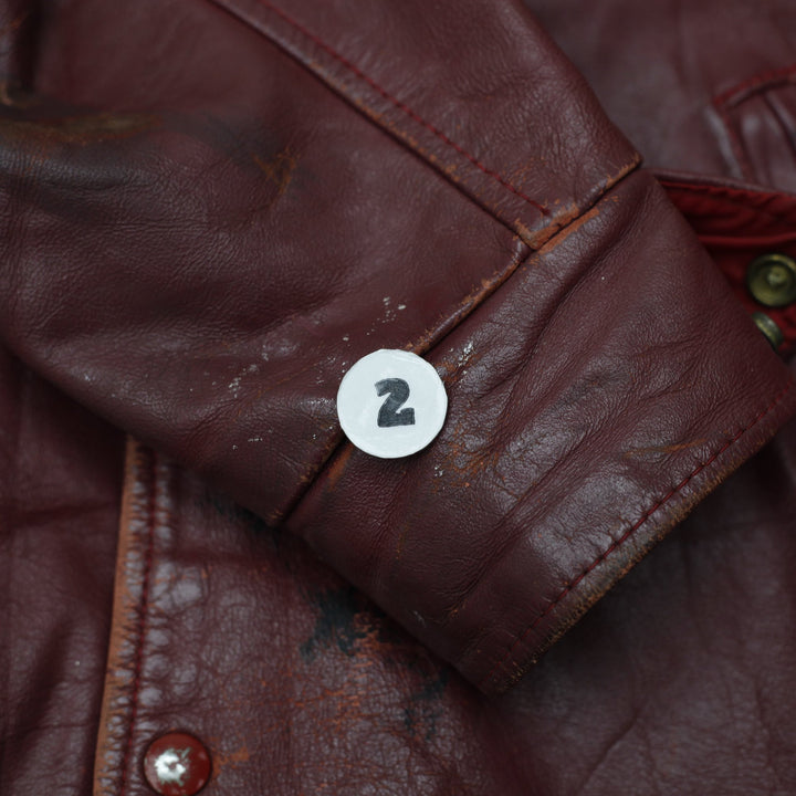 Vintage Leather Varsity Jacket Maroon Football Patched | Migration_Jackets - View 9 | Fashion Rerun