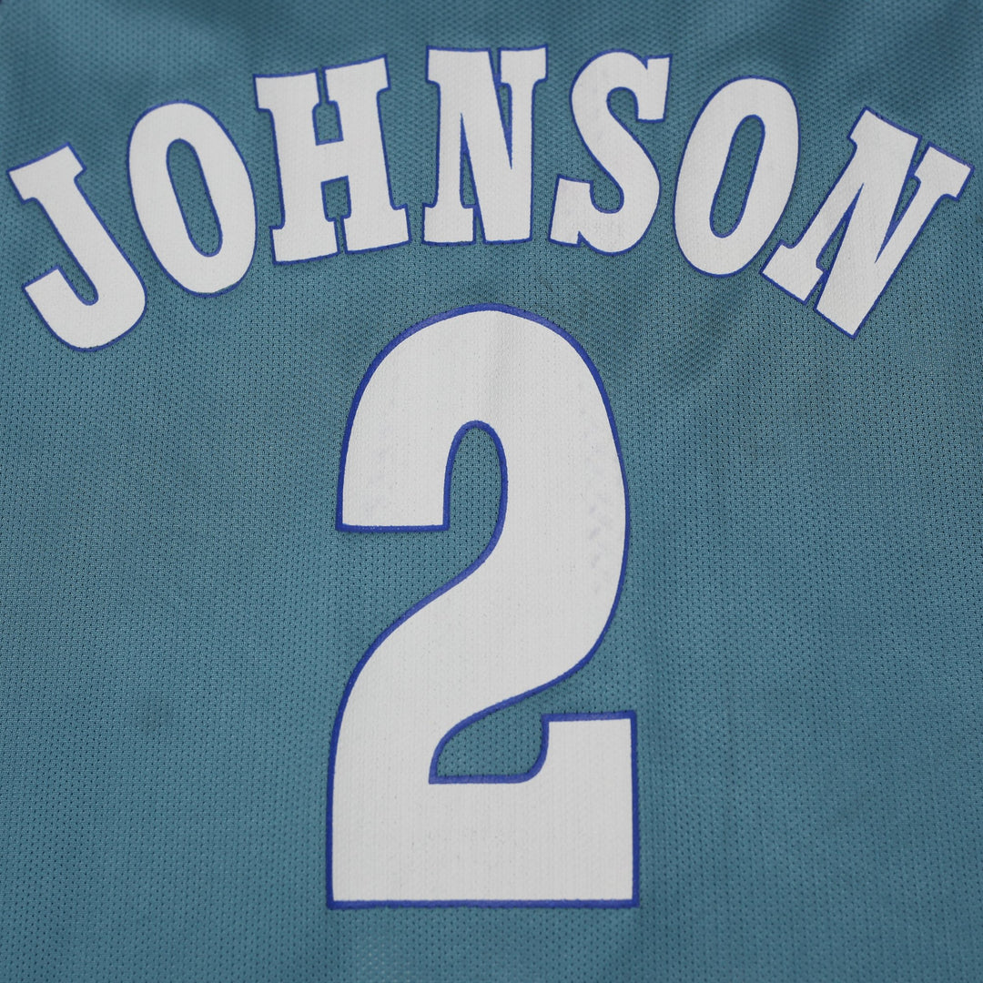 Vintage 90s Champion Larry Johnson #2 Charlotte Hornets Basketball Jersey Sz 44