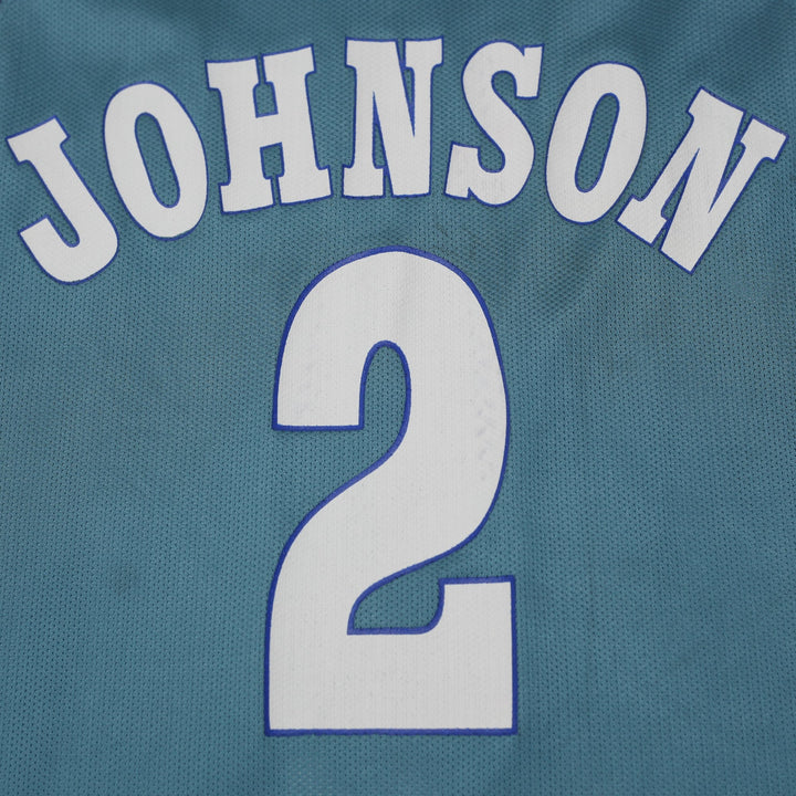 Vintage 90s Champion Larry Johnson #2 Charlotte Hornets Basketball Jersey Sz 44