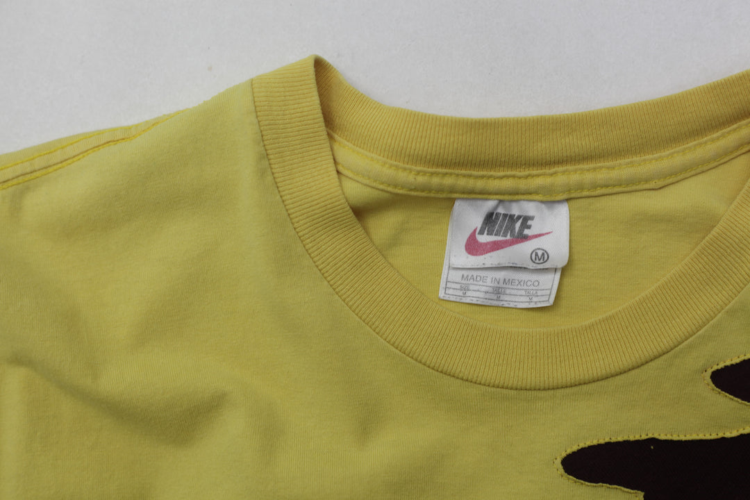 Rework Nike Brown Patch Pattern Yellow Mens T-Shirt - PR280