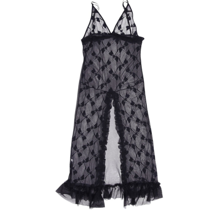 Y2K Sheer Black Floral Lace Maxi Dress - Size S | Migration_Dresses - Side View | Fashion Rerun
