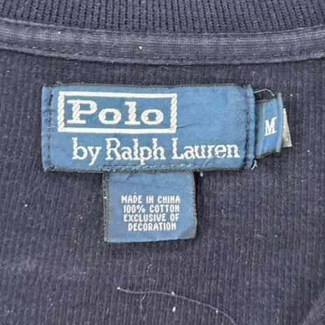 Mens Polo Ralph Lauren Navy Sweater Quarter Zip Cotton Embroidered
