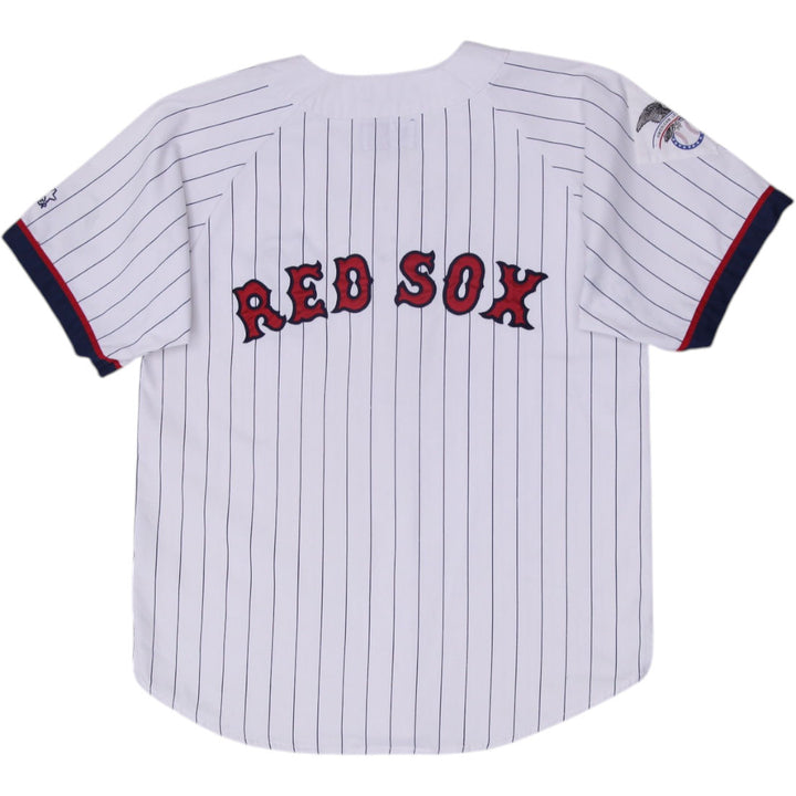 Vintage Mens Starter Red Sox Jersey White Pinstripe MLB | Migration_Jerseys - Side View | Fashion Rerun