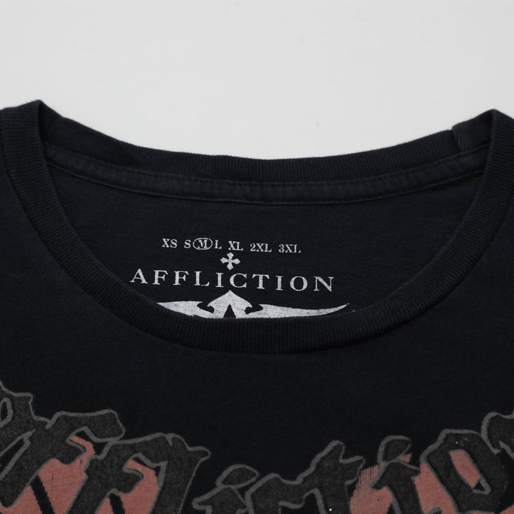 Y2K Mens Affliction Brandon Vera T-Shirt Black Graphic Design