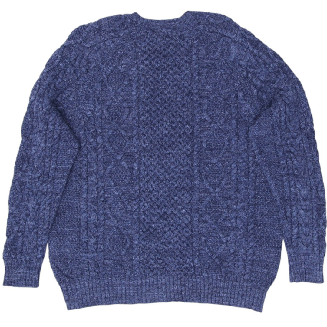 Mens Polo Ralph Lauren Sweater Navy Cable Knit 100% Cotton XL