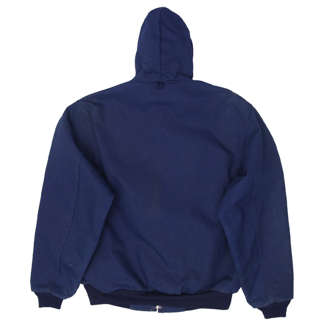 Vintage Mens Carhartt Duck Canvas J03 NVY Zip Up Hooded Jacket