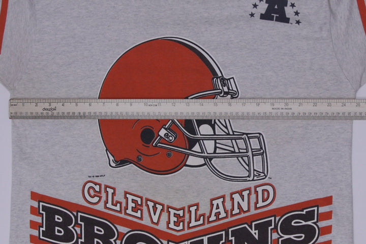 Vintage Mens Salem T-Shirt Gray Cleveland Browns NFL Graphic S.Stitch Size L