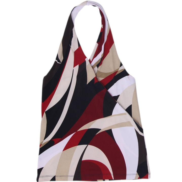 Y2K Ladies New York & Company Abstract Swirl Halter Top Geometric Print Size XS