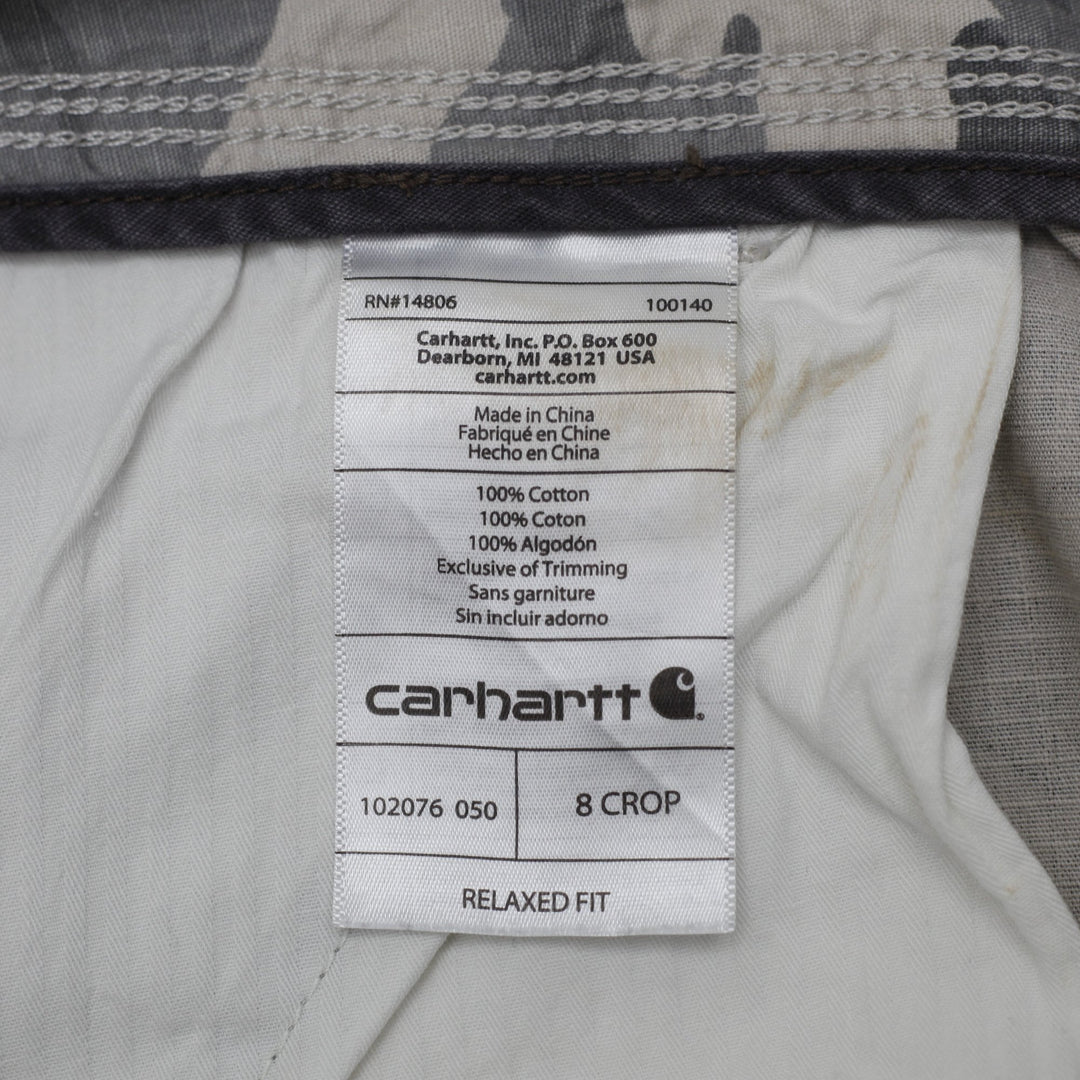 Ladies Carhartt Snow Camo Ripstop Cropped Cargo Pants Size 8