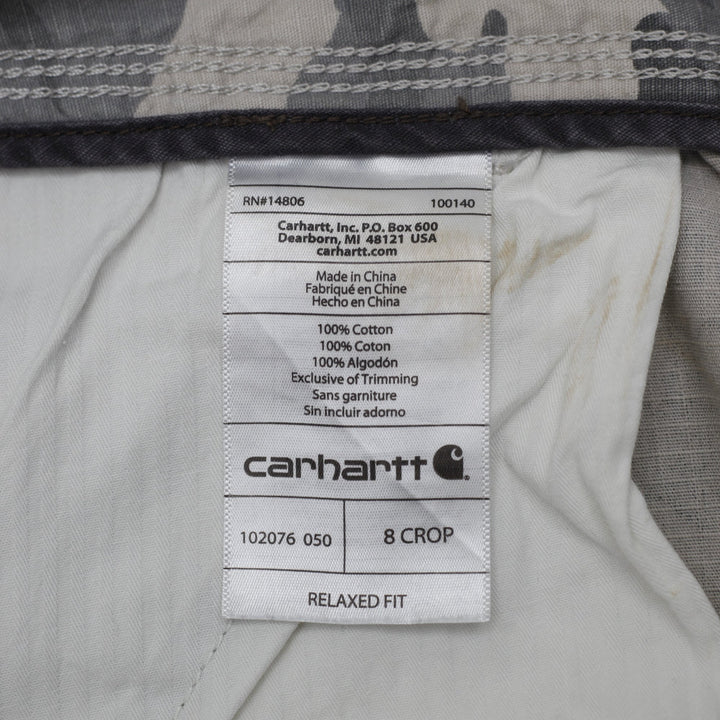 Ladies Carhartt Snow Camo Ripstop Cropped Cargo Pants Size 8