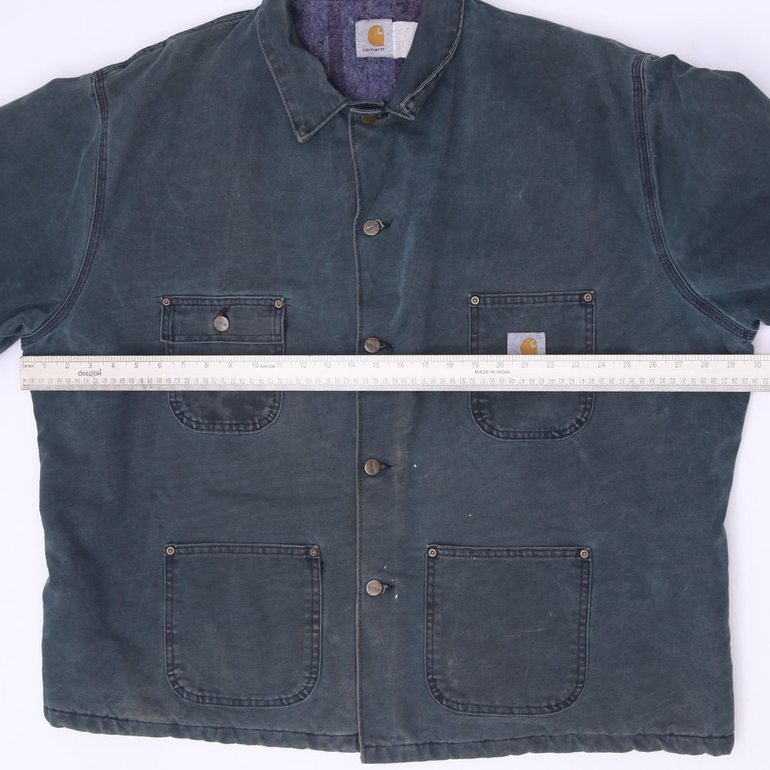 Vintage 90s Carhartt Petrol C02 Blanket Lined Canvas Chore Jacket Made in USA