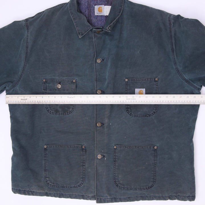 Vintage 90s Carhartt Petrol C02 Blanket Lined Canvas Chore Jacket Made in USA