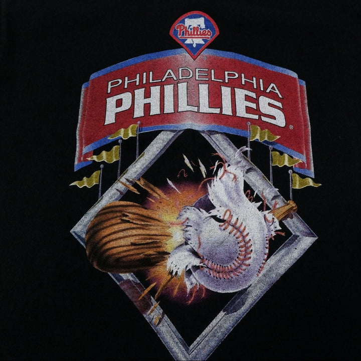 Vintage Youth Boys Artex Philadelphia Phillies T-Shirt Black MLB Graphic 1995