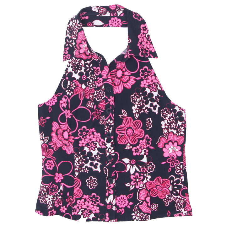 Y2K Halter Floral Button Down Top - Fashion Rerun Vintage Migration_Tops