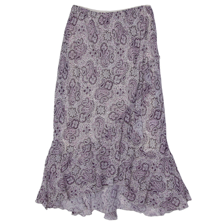 Y2K Ladies Paisley Print Ruffle Maxi Skirt