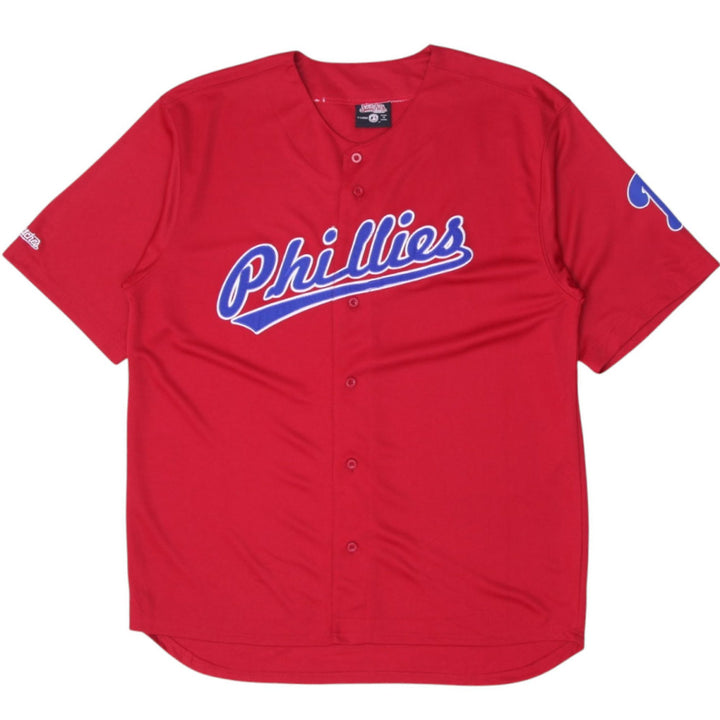 Mens Stitches Phillies Red Baseball Jersey Team Logo Sportswear