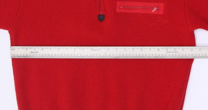 Vintage 1990s Patagonia Red Wool Knit Quarter Zip Ski Sweater