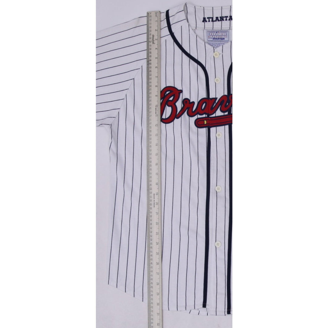 Vintage 1990s Atlanta Braves Baseball Pinstriped Button Jersey XL | Migration_Jerseys - View 7 | Fashion Rerun