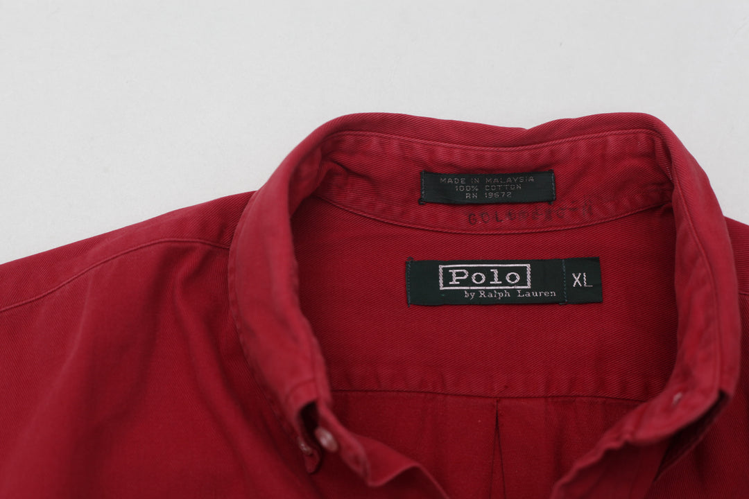 Vintage Polo by Ralph Lauren 100% Cotton Long Sleeve Shirt-Size XL, Red - Fashion Rerun Vintage Migration_Shirt
