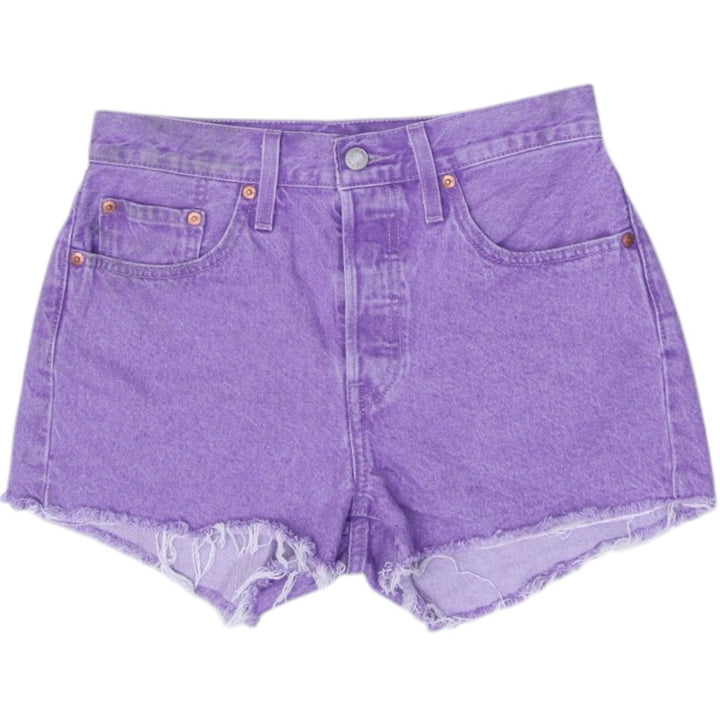 Ladies Levi Denim Shorts Purple Distressed High Waist