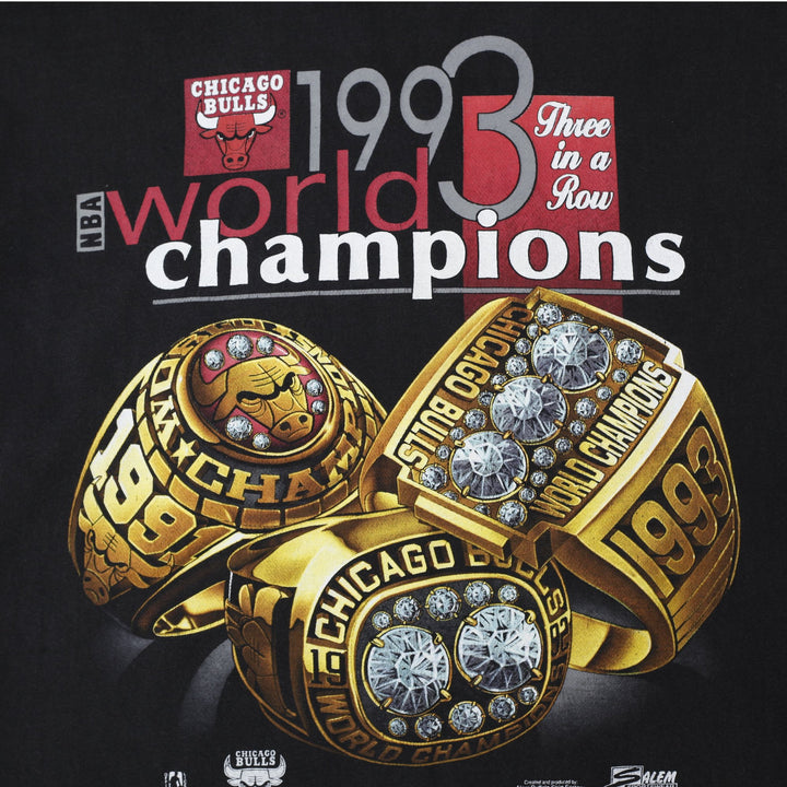 Vintage 1993 Chicago Bulls Salem Three Peat World Champions T-Shirt Made in USA | Migration_T-Shirts - View 7 | Fashion Rerun