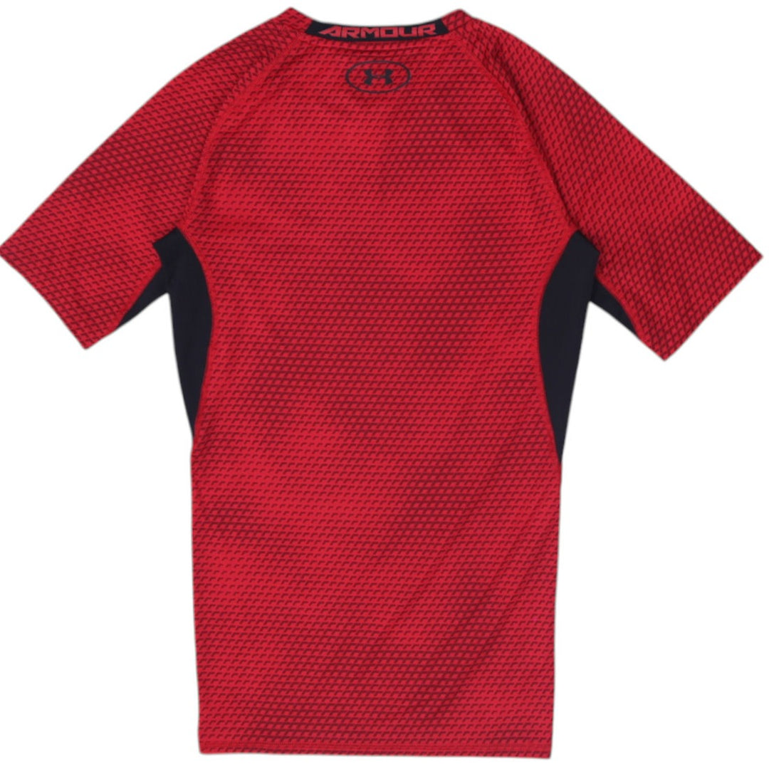 Mens Under Armour HeatGear T-Shirt Red Compression Fit Sportswear Size S