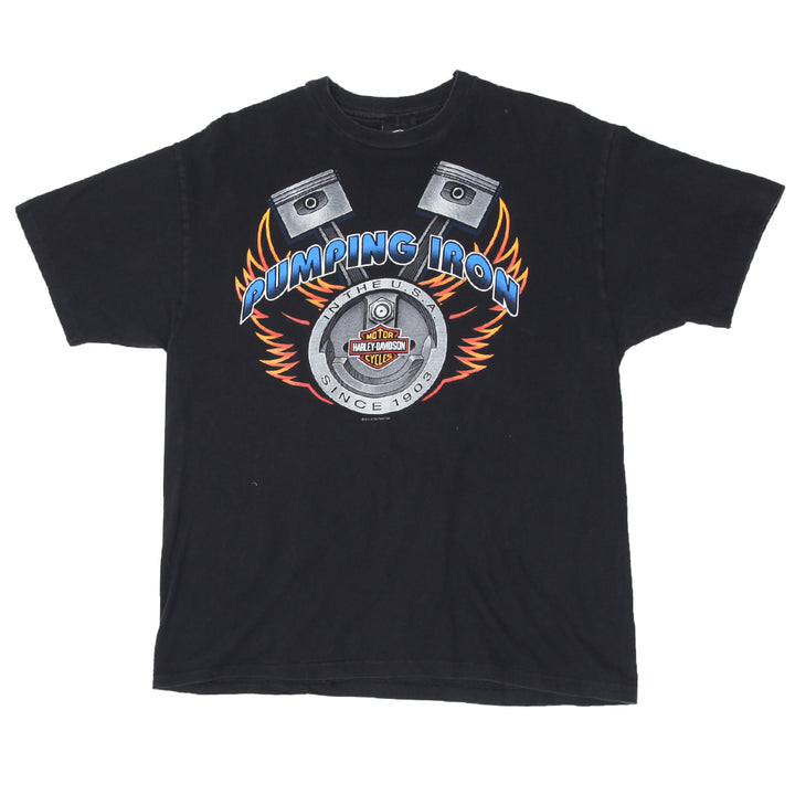 Vintage 80s Harley Davidson Motorcycles Pumping Iron Single Stitch USA MADE | Migration_T-Shirts UAENAT40 | Fashion Rerun